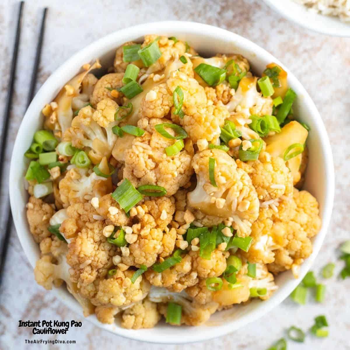 Instant Pot Kung Pao Cauliflower, savory, sweet, and somewhat spicy cauliflower florets pressure cooked to perfection in 20 minutes. Instant Pot Kung Pao Cauliflower, savory, sweet, and somewhat spicy cauliflower florets pressure cooked to perfection in 20 minutes.