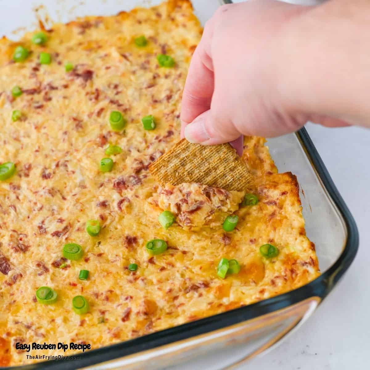 Easy Reuben Dip Recipe, a savory and creamy dip, based on the popular sandwich, oven baked to perfection in about 20 minutes. Easy Reuben Dip Recipe, a savory and creamy dip, based on the popular sandwich, oven baked to perfection in about 20 minutes.