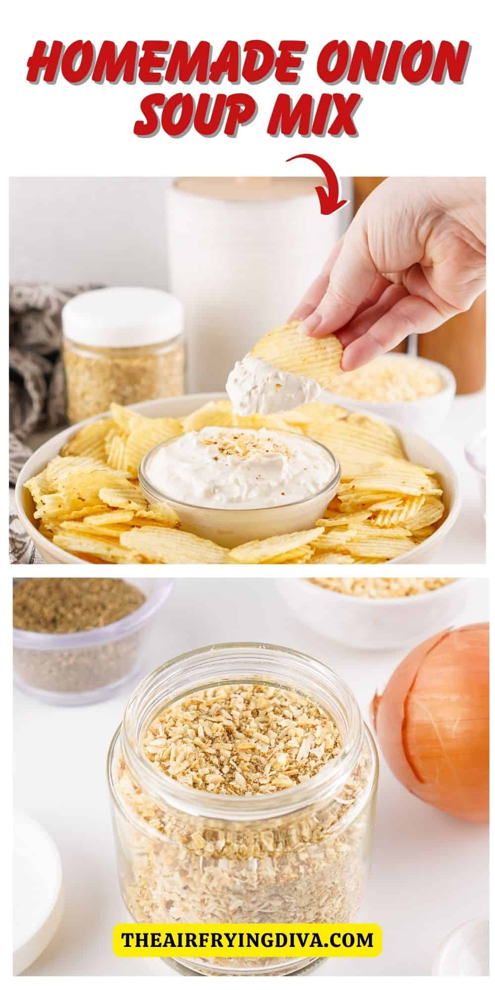 Homemade Onion Soup Mix,made with just five ingredients, this versatile seasoning can be used for a variety of food from soups to dips.