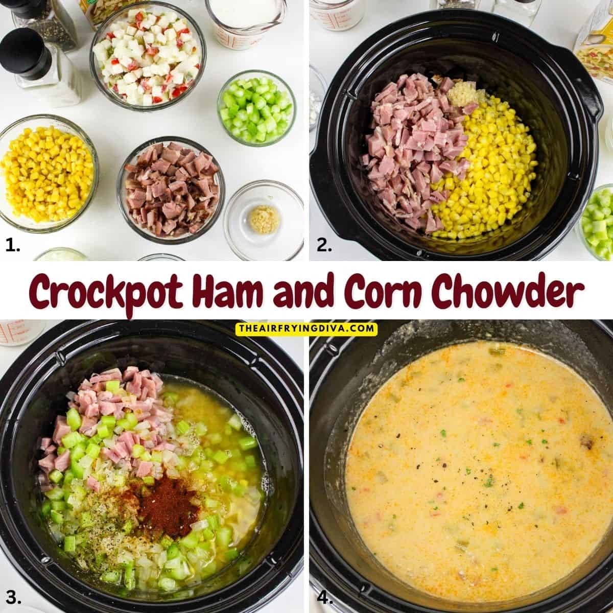Crockpot Ham and Corn Chowder Recipe-This creamy soup is packed with potatoes, ham, and sweet corn. A cozy, hearty, comforting favorite. Crockpot Ham and Corn Chowder Recipe-This creamy soup is packed with potatoes, ham, and sweet corn. A cozy, hearty, comforting favorite.