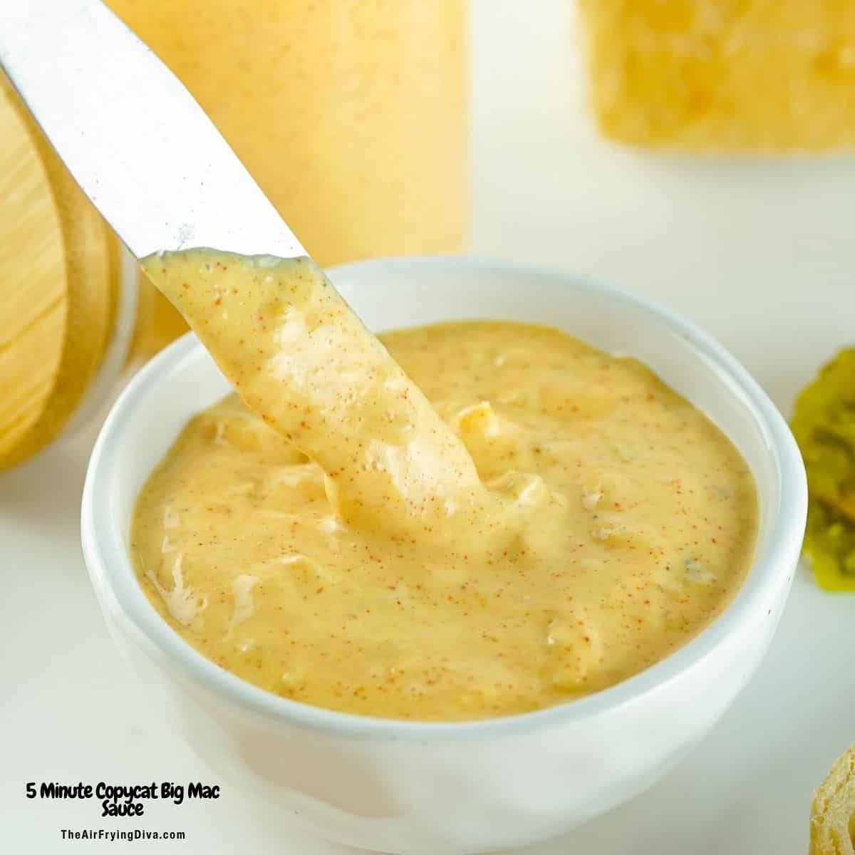 5 Minute Copycat Big Mac Sauce, a simple one bowl condiment recipe for a creamy and tangy sauce for burgers or dipping into. 5 Minute Copycat Big Mac Sauce