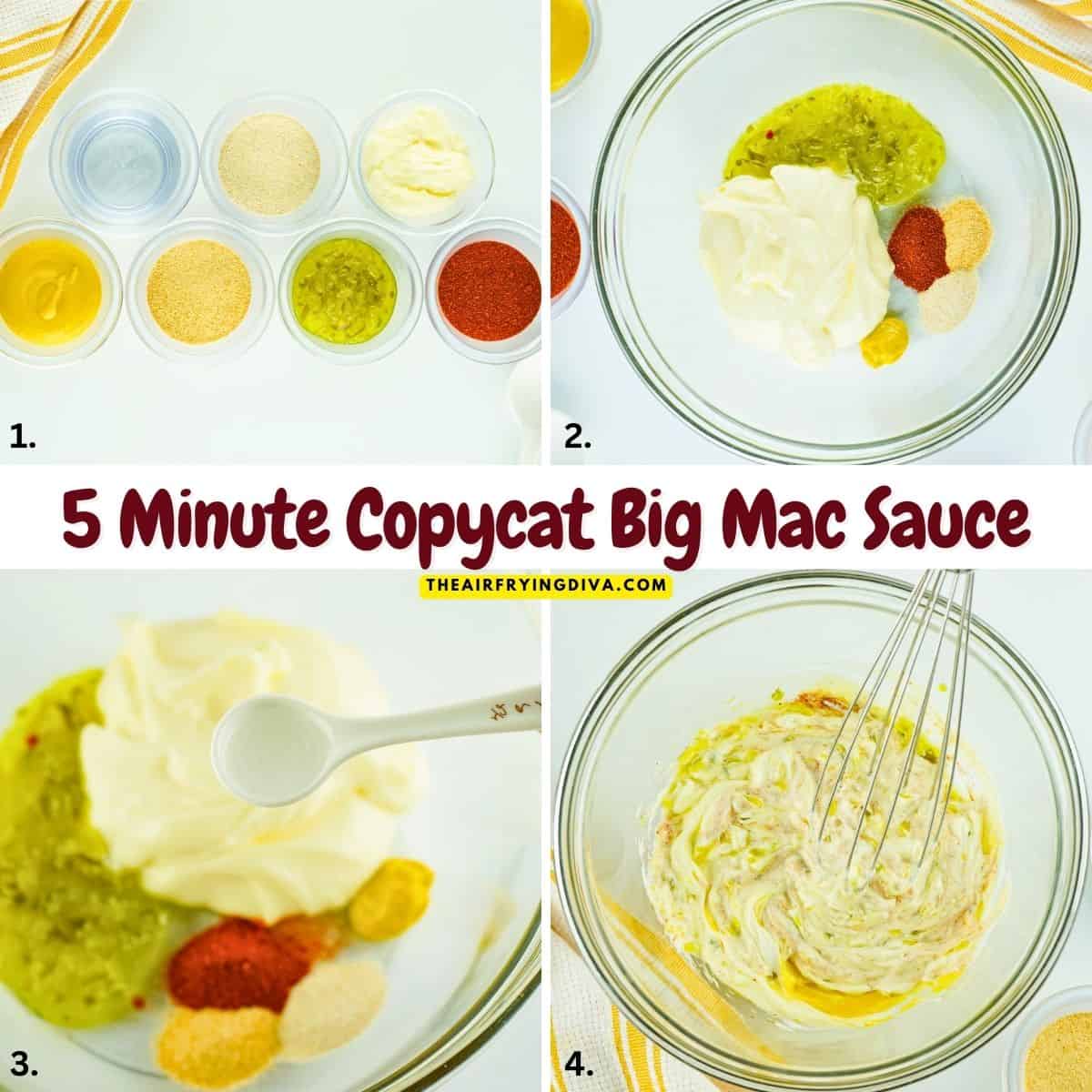 5 Minute Copycat Big Mac Sauce, a simple one bowl condiment recipe for a creamy and tangy sauce for burgers or dipping into. 5 Minute Copycat Big Mac Sauce, a simple one bowl condiment recipe for a creamy and tangy sauce for burgers or dipping into.