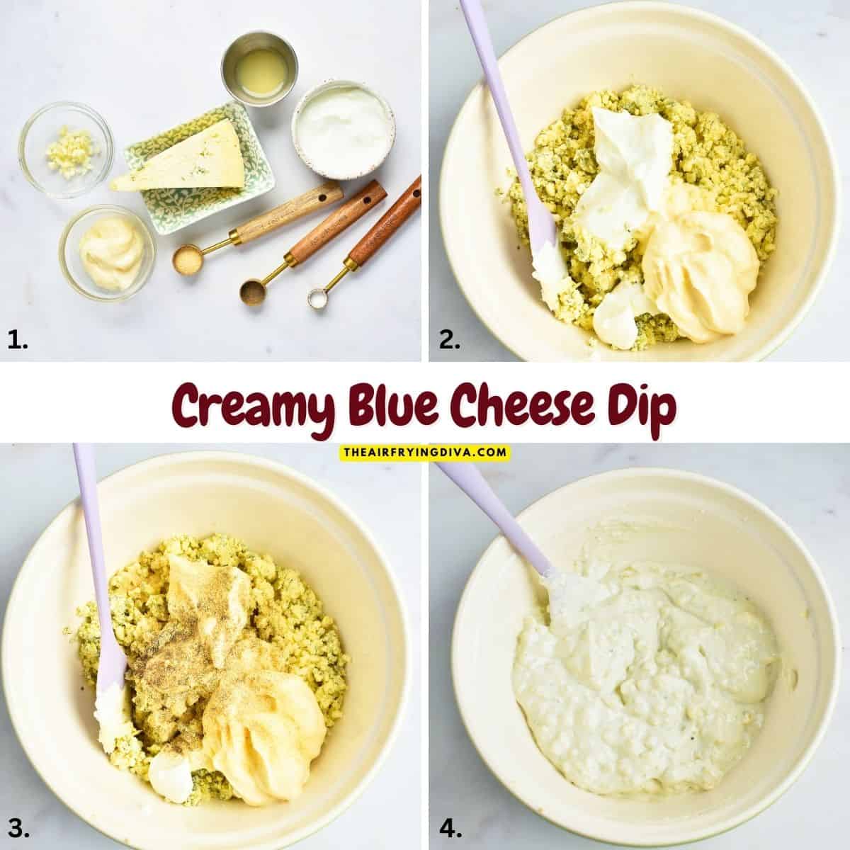 5 minute Creamy Blue Cheese Dip recipe- The essential bold and tangy dip for buffalo wings, wedge salads, and game-day appetizers. 5 minute Creamy Blue Cheese Dip recipe- The essential bold and tangy dip for buffalo wings, wedge salads, and game-day appetizers.