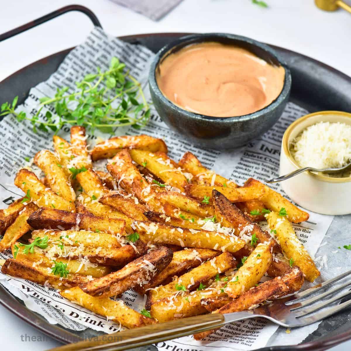 Air Fryer Crispy Parmesan Fries, get the recipe for a delicious and healthier golden fry perfectly seasoned and air fried to perfection. Air Fryer Crispy Parmesan Fries, get the recipe for a delicious and healthier golden fry perfectly seasoned and air fried to perfection.