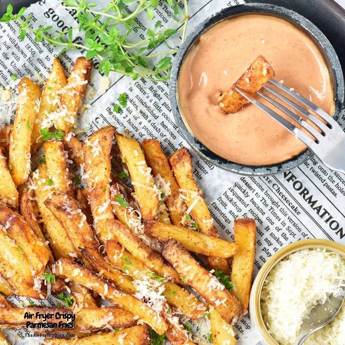Air Fryer Crispy Parmesan Fries, get the recipe for a delicious and healthier golden fry perfectly seasoned and air fried to perfection. Air Fryer Crispy Parmesan Fries, get the recipe for a delicious and healthier golden fry perfectly seasoned and air fried to perfection.