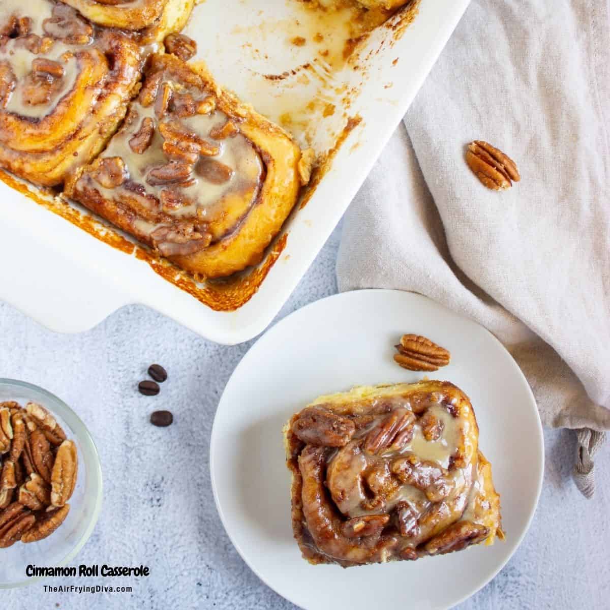 Cinnamon Roll Casserole, an easy breakfast or brunch recipe for turning refrigerated rolls into a gooey, custard-filled delight in minutes. Cinnamon Roll Casserole, an easy breakfast or brunch recipe for turning refrigerated rolls into a gooey, custard-filled delight in minutes.