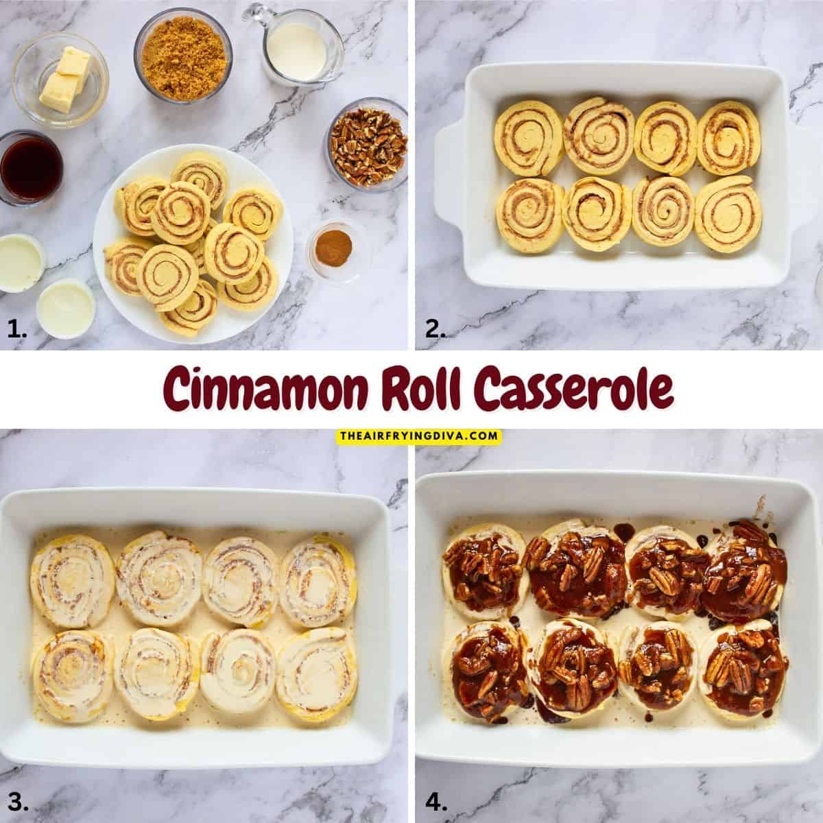 Cinnamon Roll Casserole, an easy breakfast or brunch recipe for turning refrigerated rolls into a gooey, custard-filled delight in minutes. Cinnamon Roll Casserole, an easy breakfast or brunch recipe for turning refrigerated rolls into a gooey, custard-filled delight in minutes.