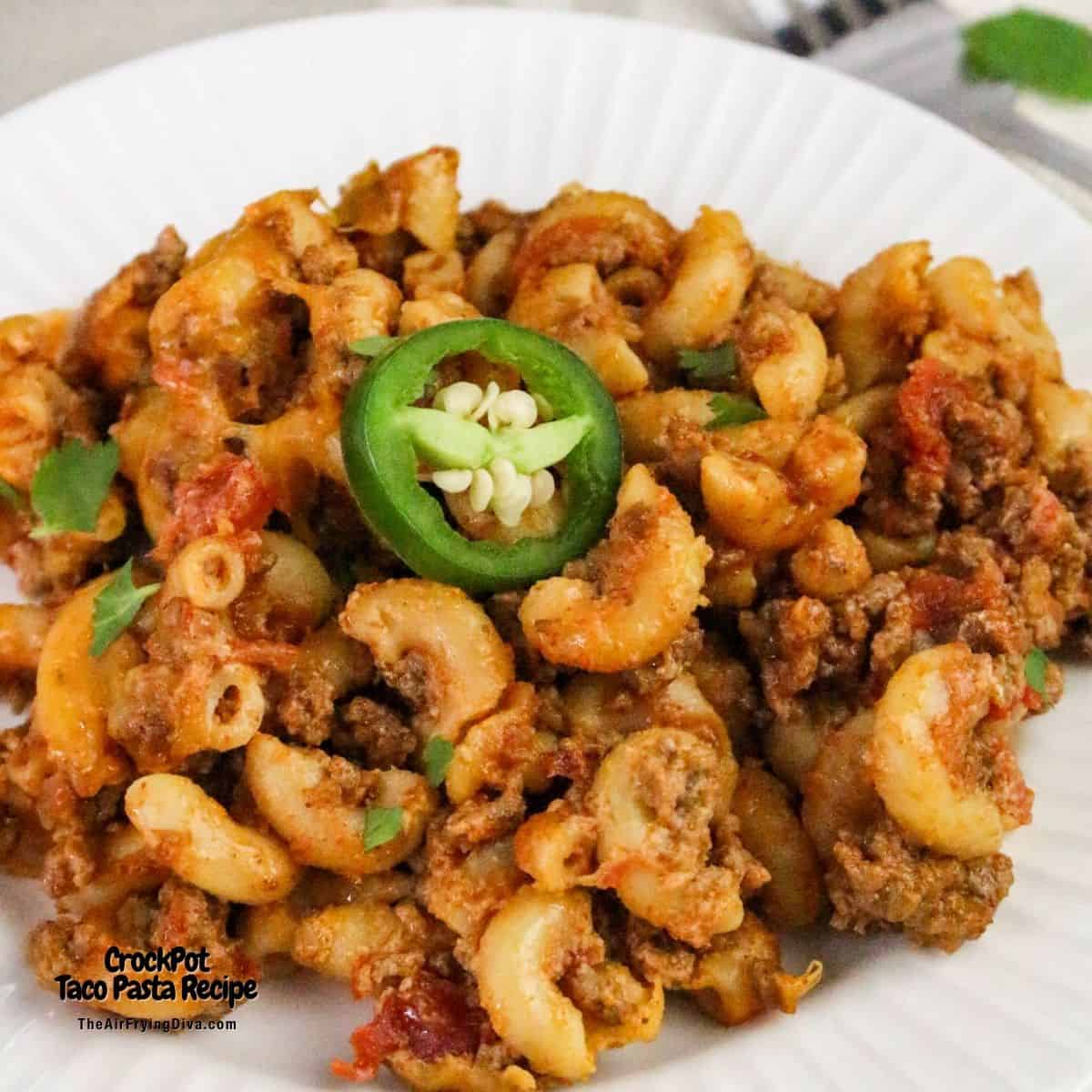 CrockPot Taco Pasta is the ultimate set-it-and-forget-it meal. Hearty ground beef, zesty taco seasoning, and creamy melted cheese with pasta. CrockPot Taco Pasta is the ultimate set-it-and-forget-it meal. Hearty ground beef, zesty taco seasoning, and creamy melted cheese with pasta.
