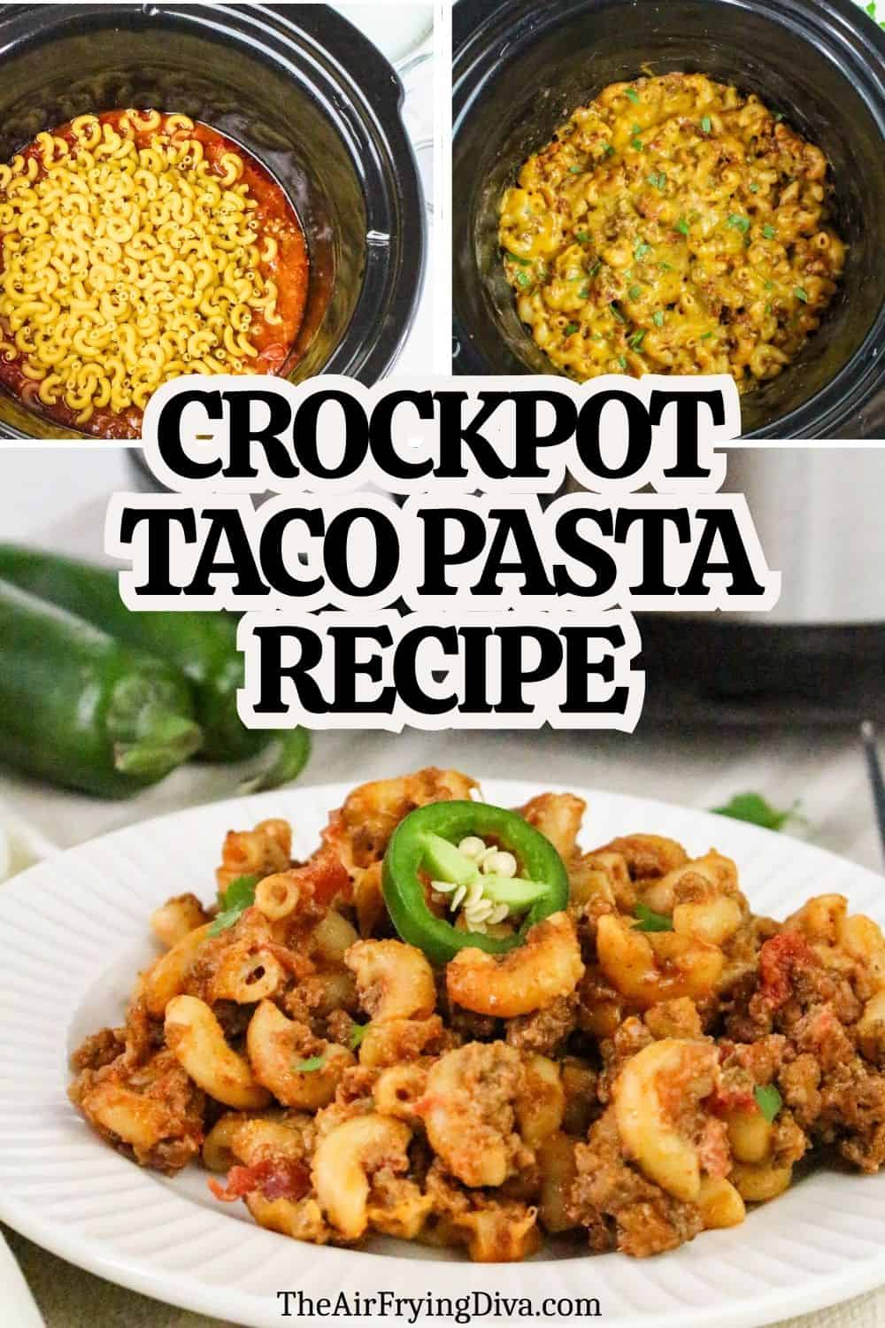 CrockPot Taco Pasta is the ultimate set-it-and-forget-it meal. Hearty ground beef, zesty taco seasoning, and creamy melted cheese with pasta. CrockPot Taco Pasta is the ultimate set-it-and-forget-it meal. Hearty ground beef, zesty taco seasoning, and creamy melted cheese with pasta.