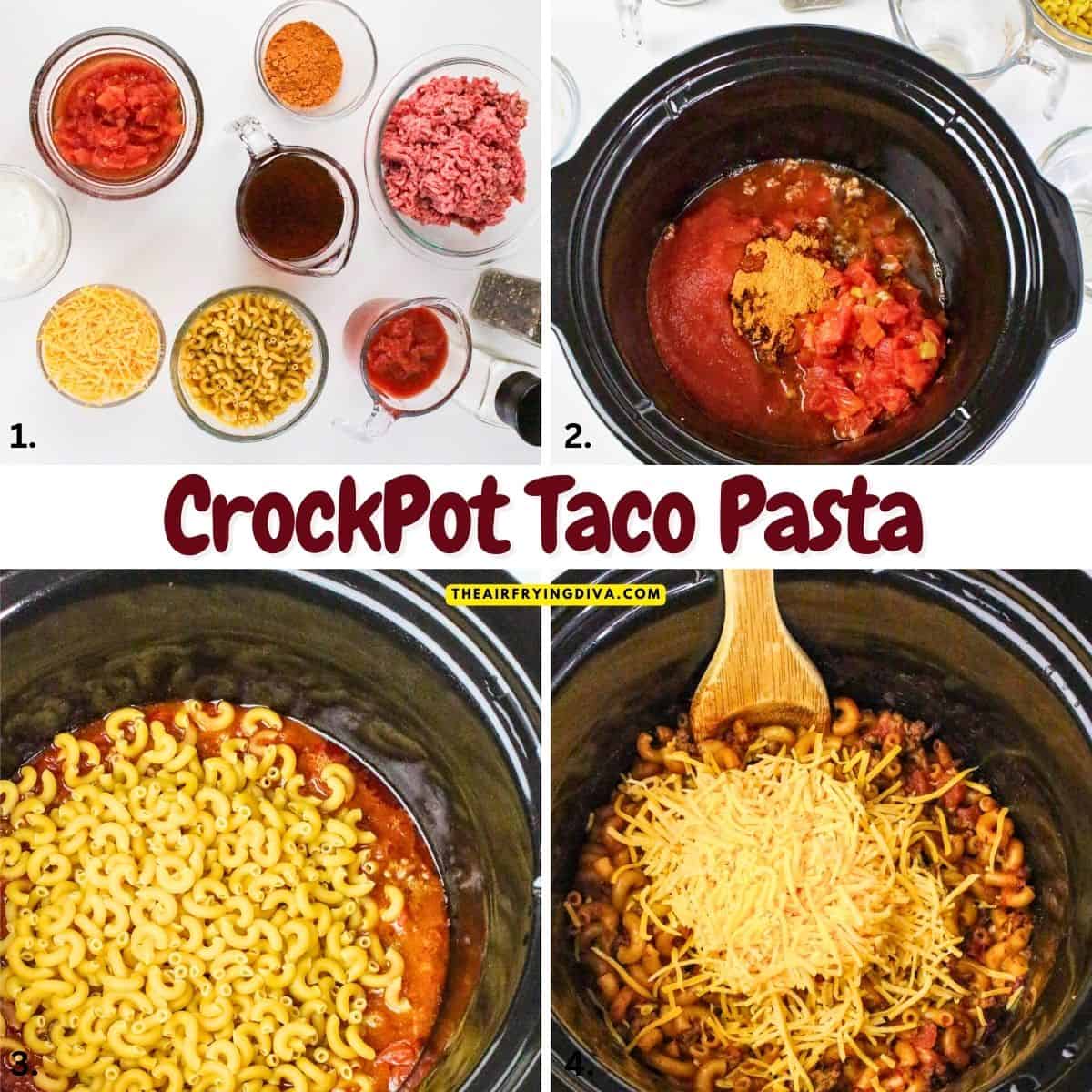 CrockPot Taco Pasta is the ultimate set-it-and-forget-it meal. Hearty ground beef, zesty taco seasoning, and creamy melted cheese with pasta. CrockPot Taco Pasta is the ultimate set-it-and-forget-it meal. Hearty ground beef, zesty taco seasoning, and creamy melted cheese with pasta.