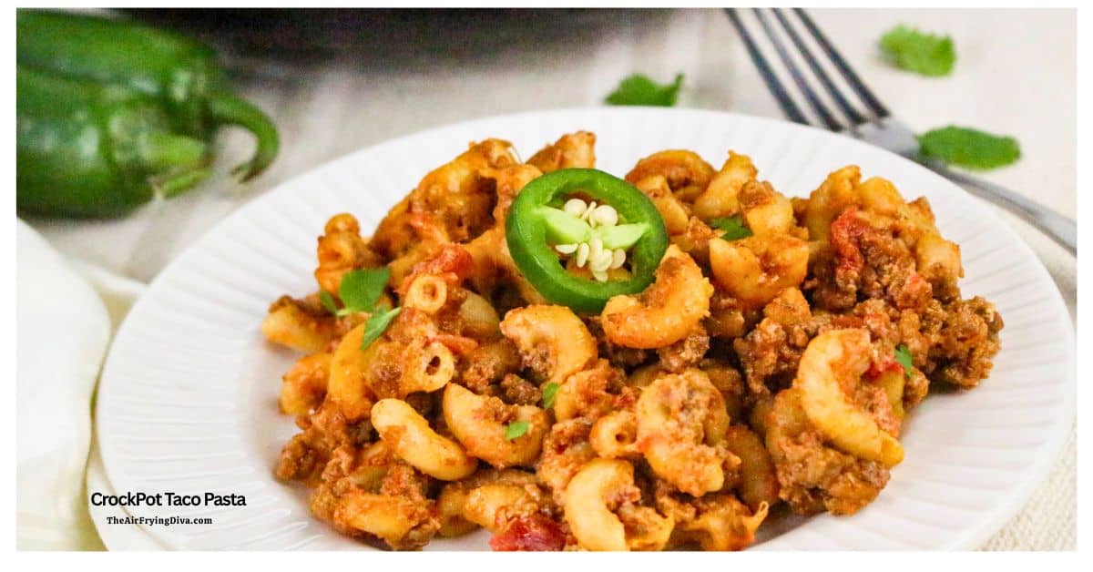 CrockPot Taco Pasta is the ultimate set-it-and-forget-it meal. Hearty ground beef, zesty taco seasoning, and creamy melted cheese with pasta. CrockPot Taco Pasta is the ultimate set-it-and-forget-it meal. Hearty ground beef, zesty taco seasoning, and creamy melted cheese with pasta.