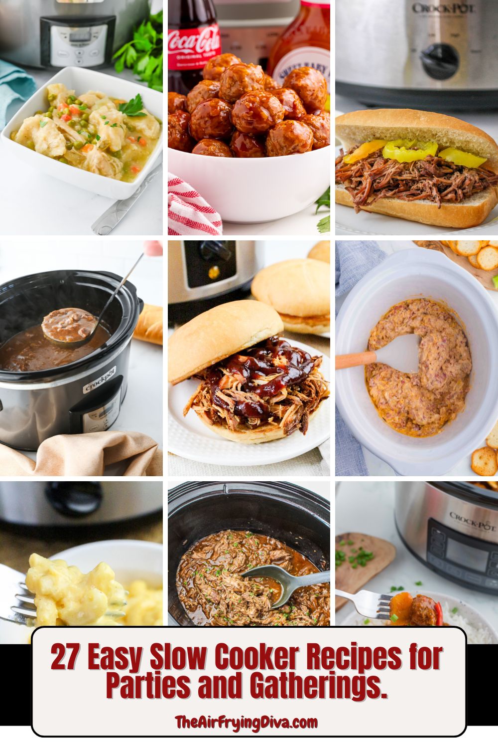 27 Easy Slow Cooker Recipes for Parties and Gatherings.-Make hosting easy with these crowd-pleasing Easy Slow Cooker Recipes. Simple appetizers, hearty mains, and party dips for entertaining.