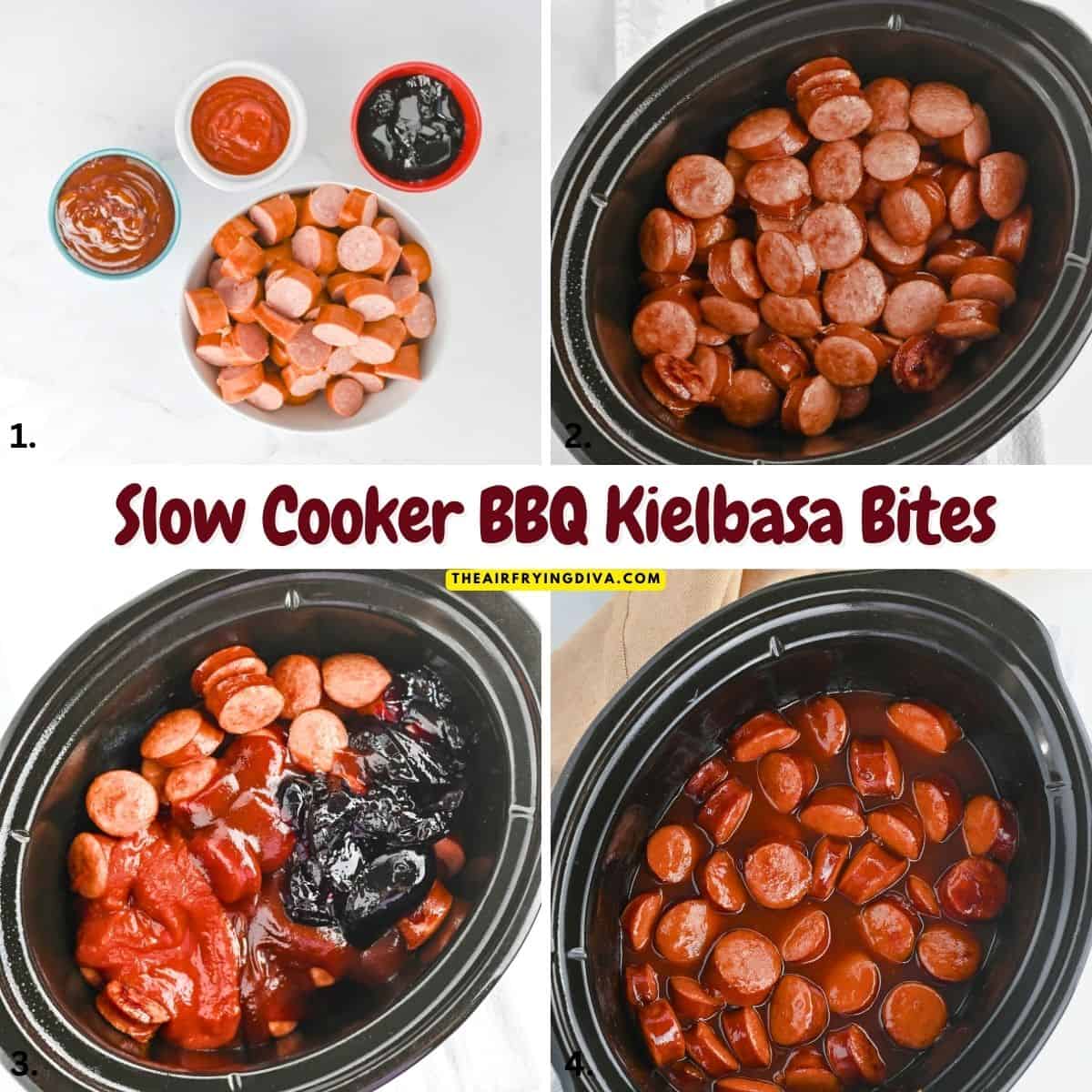 Slow Cooker BBQ Kielbasa Bites, a foolproof 4 ingredients recipe for sweet and savory smoked Polish sausage made in a crockpot. Slow Cooker BBQ Kielbasa Bites, a foolproof 4 ingredients recipe for sweet and savory smoked Polish sausage made in a crockpot.