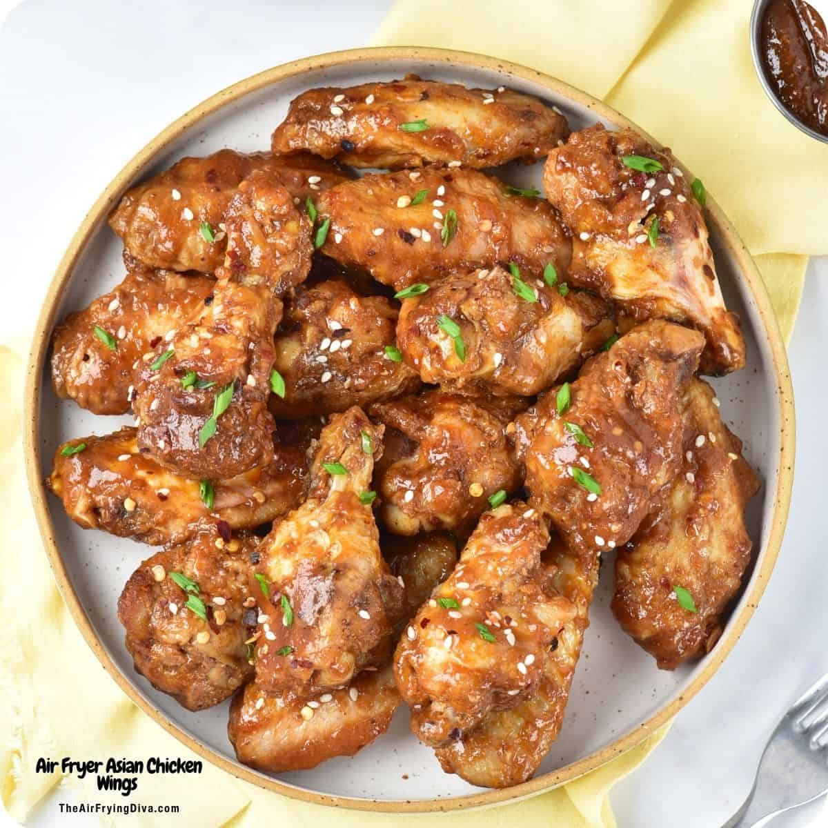 Air Fryer Asian Chicken Wings, an easy recipe for crispy air fried chicken coated in a sweet and savory Honey-Garlic glaze sauce. Air Fryer Asian Chicken Wings, an easy recipe for crispy air fried chicken coated in a sweet and savory Honey-Garlic glaze sauce.