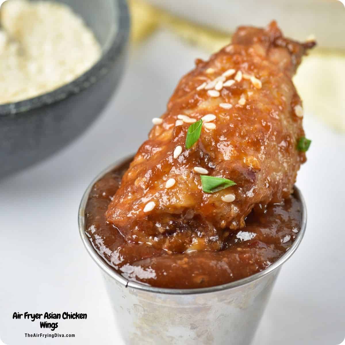 Air Fryer Asian Chicken Wings, an easy recipe for crispy air fried chicken coated in a sweet and savory Honey-Garlic glaze sauce. Air Fryer Asian Chicken Wings, an easy recipe for crispy air fried chicken coated in a sweet and savory Honey-Garlic glaze sauce.