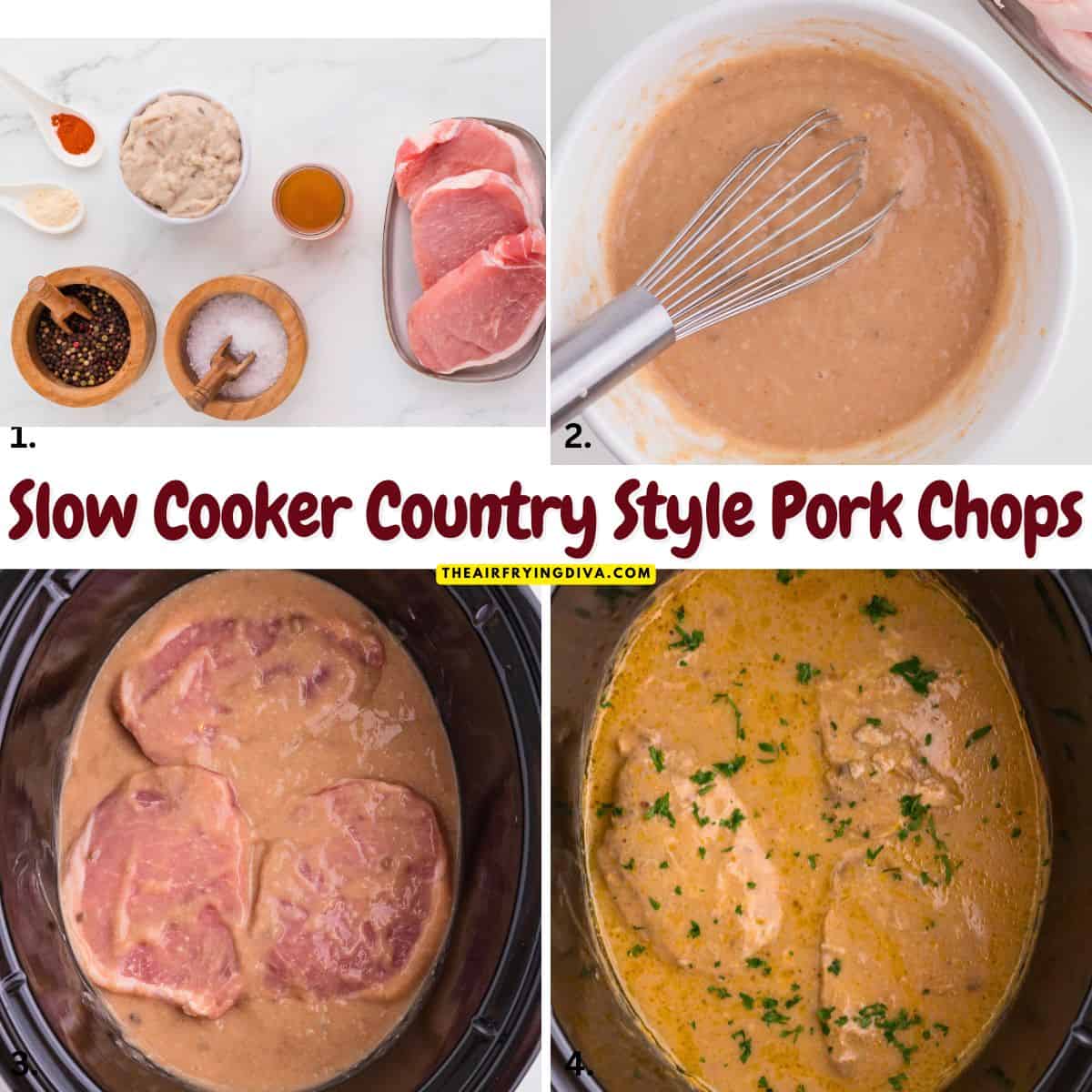 Moist and Tender Slow Cooker Country Style Pork Chops smothered in a creamy mushroom gravy for the ultimate crockpot meal. Slow Cooker Country Style Pork Chops