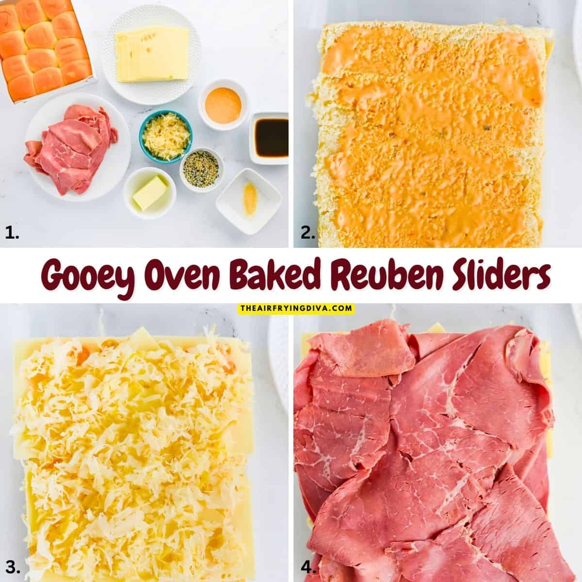 Gooey Oven Baked Reuben Sliders are the ultimate party snack! Layers of tender corned beef, Swiss cheese, and sauerkraut on Hawaiian rolls. Gooey Oven Baked Reuben Sliders are the ultimate party snack! Layers of tender corned beef, Swiss cheese, and sauerkraut on Hawaiian rolls.