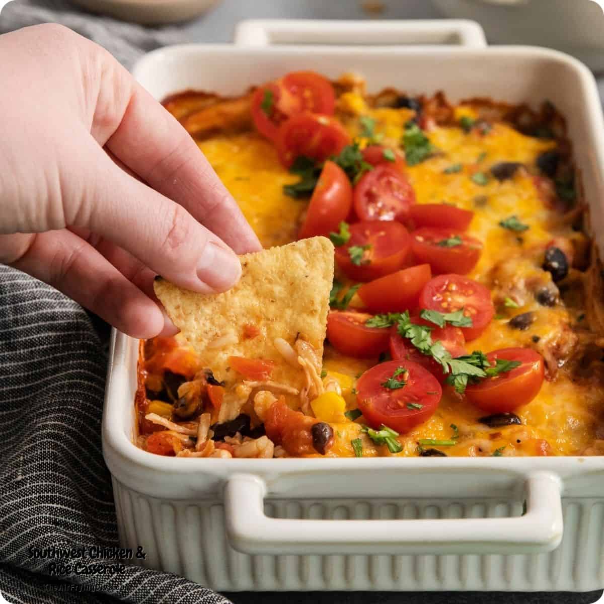 Easy Southwest Chicken and Rice Casserole is the ultimate hearty weeknight dinner. Packed with zesty flavors, black beans and corn. Easy Southwest Chicken and Rice Casserole is the ultimate hearty weeknight dinner. Packed with zesty flavors, black beans and corn.