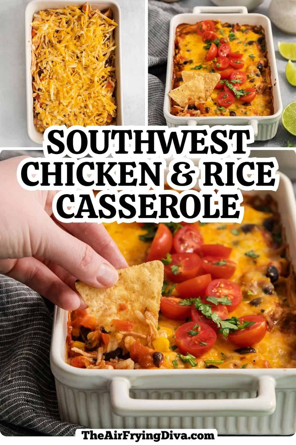 Easy Southwest Chicken and Rice Casserole is the ultimate hearty weeknight dinner. Packed with zesty flavors, black beans and corn. Easy Southwest Chicken and Rice Casserole is the ultimate hearty weeknight dinner. Packed with zesty flavors, black beans and corn.