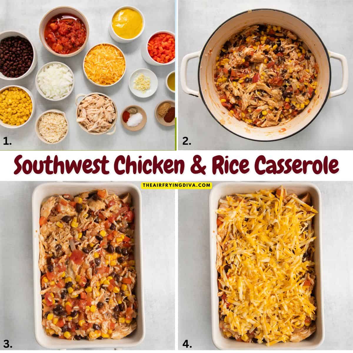 Easy Southwest Chicken and Rice Casserole is the ultimate hearty weeknight dinner. Packed with zesty flavors, black beans and corn. Easy Southwest Chicken and Rice Casserole is the ultimate hearty weeknight dinner. Packed with zesty flavors, black beans and corn.