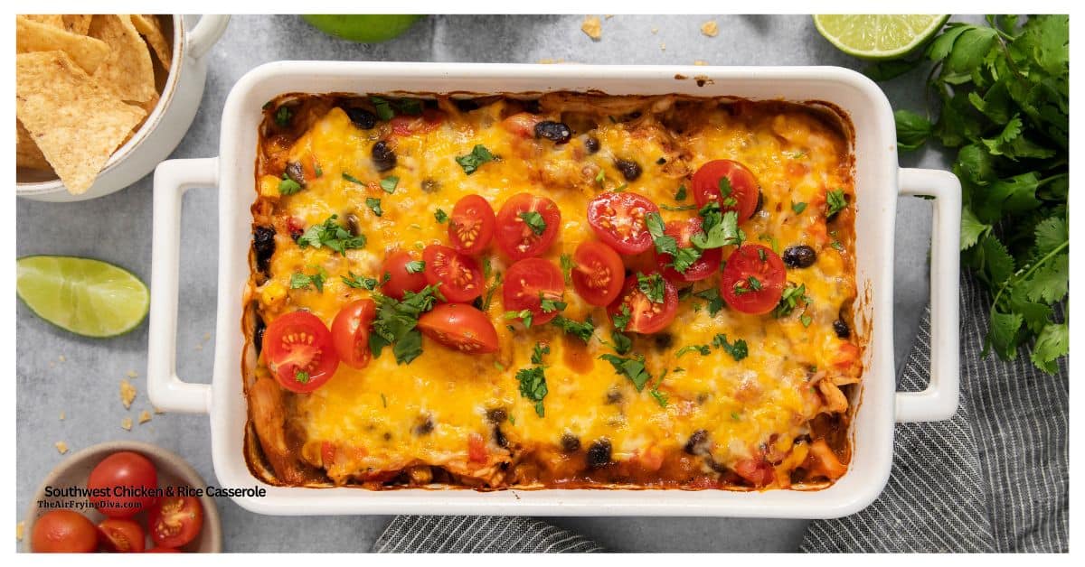Easy Southwest Chicken and Rice Casserole is the ultimate hearty weeknight dinner. Packed with zesty flavors, black beans and corn. Easy Southwest Chicken and Rice Casserole is the ultimate hearty weeknight dinner. Packed with zesty flavors, black beans and corn.