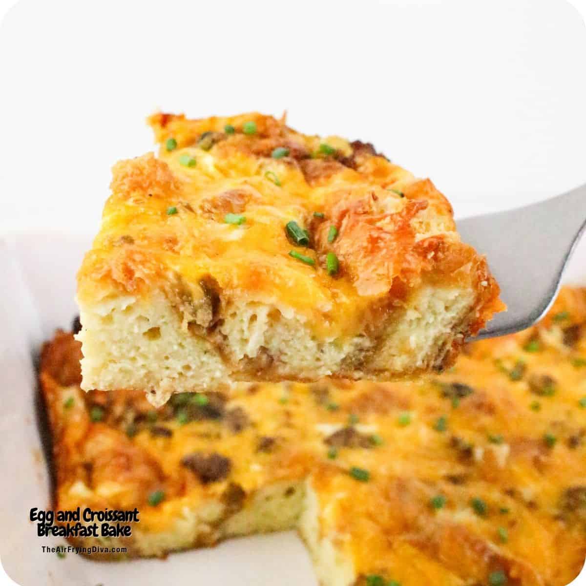Egg and Croissant Breakfast Bake an easy recipe features savory sausage, sharp cheddar, and buttery croissants. The ultimate easy morning meal Egg and Croissant Breakfast Bake an easy recipe features savory sausage, sharp cheddar, and buttery croissants. The ultimate easy morning meal.