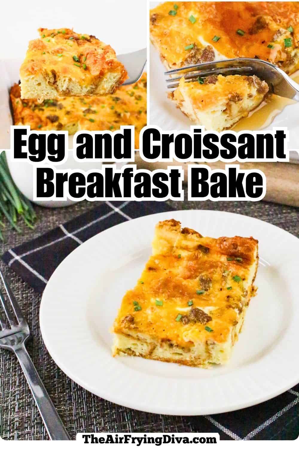 Egg and Croissant Breakfast Bake an easy recipe features savory sausage, sharp cheddar, and buttery croissants. The ultimate easy morning meal Egg and Croissant Breakfast Bake an easy recipe features savory sausage, sharp cheddar, and buttery croissants. The ultimate easy morning meal