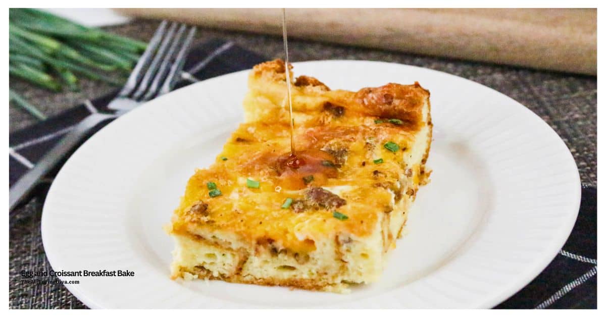 Egg and Croissant Breakfast Bake an easy recipe features savory sausage, sharp cheddar, and buttery croissants. The ultimate easy morning meal Egg and Croissant Breakfast Bake an easy recipe features savory sausage, sharp cheddar, and buttery croissants. The ultimate easy morning meal
