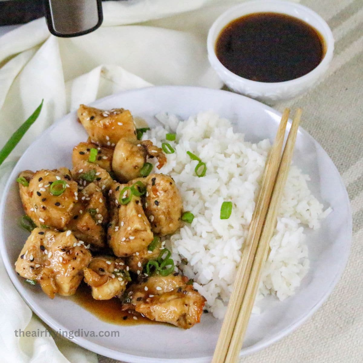 Air Fryer Teriyaki Chicken Breast, an easy recipe for tender bite-sized chicken coated in a sweet and savory sauce, air fried to perfection in under 30 minutes. Air Fryer Teriyaki Chicken Breast, an easy recipe for tender bite-sized chicken coated in a sweet and savory sauce, done in under 30 minutes.