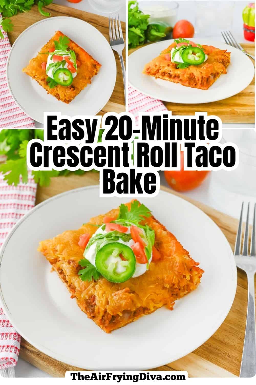 Easy 20-Minute Crescent Roll Taco Bake, Made with seasoned ground beef, salsa, buttery crescent rolls, and gooey cheddar cheese! Easy 20-Minute Crescent Roll Taco Bake, Made with seasoned ground beef, salsa, buttery crescent rolls, and gooey cheddar cheese!