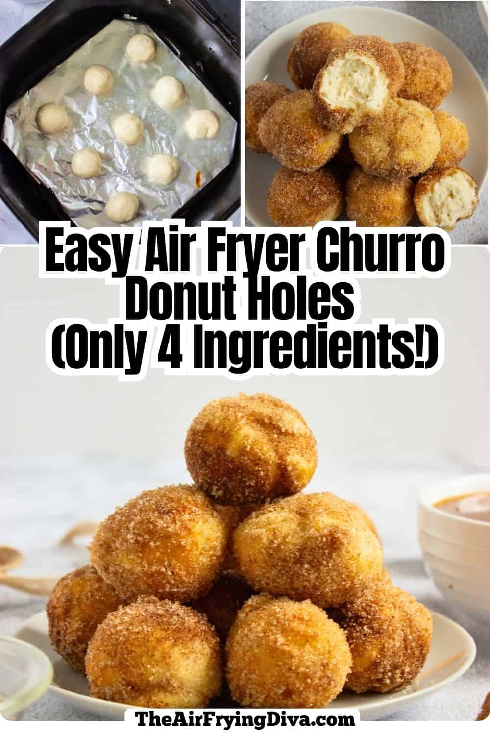 Easy Air Fryer Churro Donut Holes, an easy 4 Ingredient recipe made with refrigerated biscuit dough in under 15 minutes. Easy Air Fryer Churro Donut Holes, an easy 4 Ingredient recipe made with refrigerated biscuit dough in under 15 minutes.
