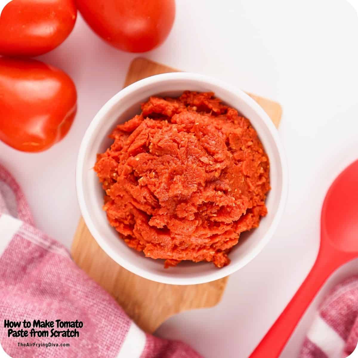 How to Make Tomato Paste from Scratch, an easy recipe for small batch paste made with 2 ingredients. Perfect for sauces, spreads, meal prep! How to Make Tomato Paste from Scratch, an easy recipe for small batch paste made with 2 ingredients. Perfect for sauces, spreads, meal prep!
