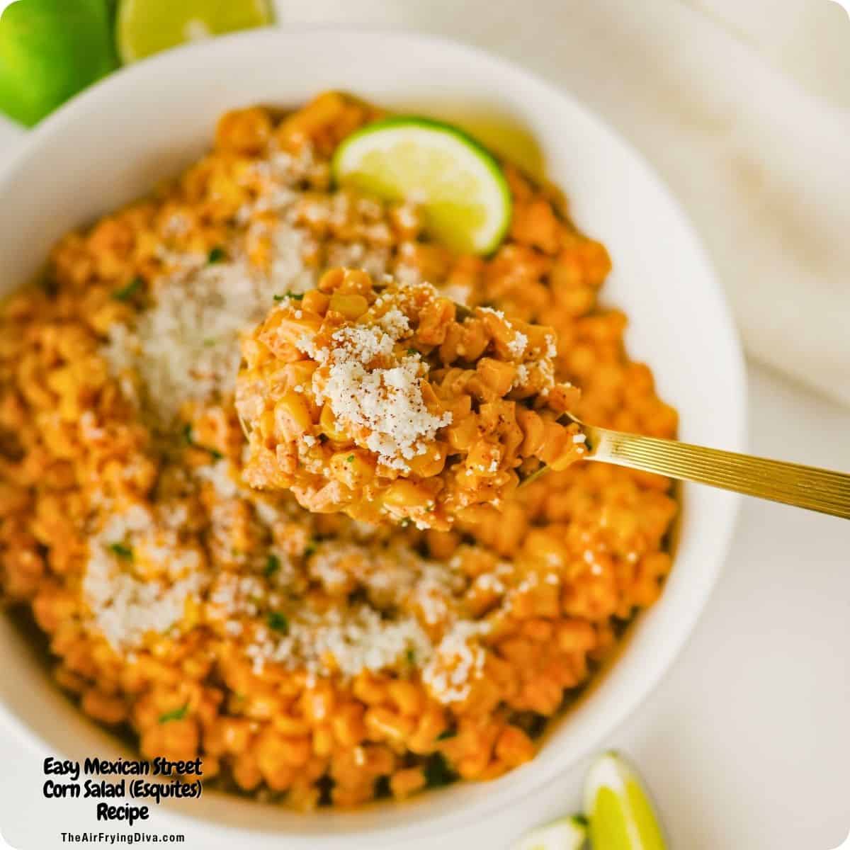 This Easy Mexican Street Corn Salad (Esquites) Recipe is creamy, tangy, and packed with bold flavor. A quick and delicious side dish. This Easy Mexican Street Corn Salad (Esquites) Recipe is creamy, tangy, and packed with bold flavor. A quick and delicious side dish.