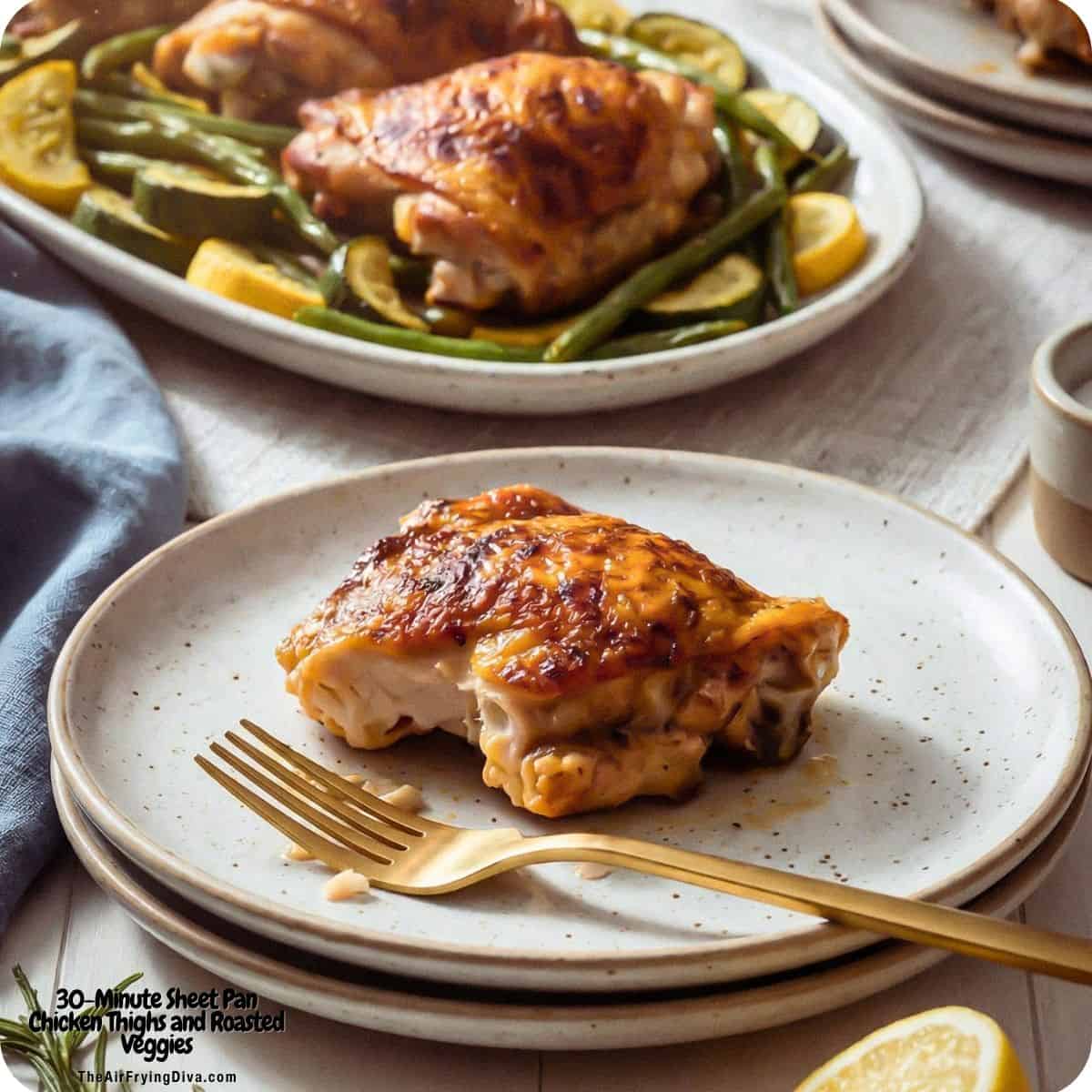 30-Minute Sheet Pan Chicken Thighs and Roasted Veggies, A simple one-pan dinner packed with flavor, crispy chicken, and tender veggies! 30-Minute Sheet Pan Chicken Thighs and Roasted Veggies