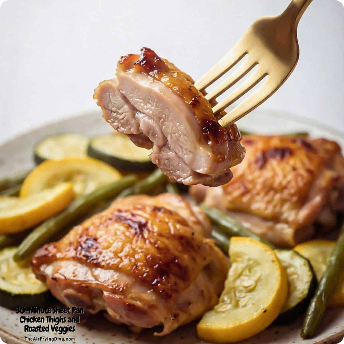 30-Minute Sheet Pan Chicken Thighs and Roasted Veggies, A simple one-pan dinner packed with flavor, crispy chicken, and tender veggies! 30-Minute Sheet Pan Chicken Thighs and Roasted Veggies, A simple one-pan dinner packed with flavor