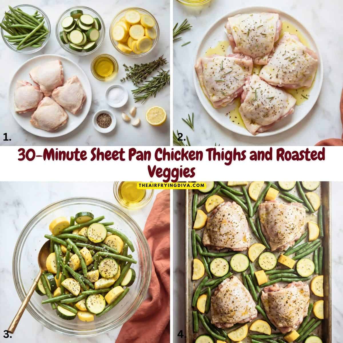 30-Minute Sheet Pan Chicken Thighs and Roasted Veggies, A simple one-pan dinner packed with flavor, crispy chicken, and tender veggies! 30-Minute Sheet Pan Chicken Thighs and Roasted Veggies, A simple one-pan dinner packed with flavor