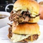 Easy Slow Cooker Shredded Beef Sliders (Crockpot Recipe)