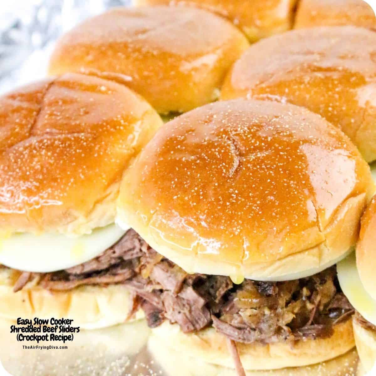 Slow Cooker Shredded Beef Sliders are tender, juicy, and packed with flavor. Easy and perfect for game day, parties, or easy family dinners. Slow Cooker Shredded Beef Sliders are tender, juicy, and packed with flavor. Easy and perfect for game day, parties, or easy family dinners.
