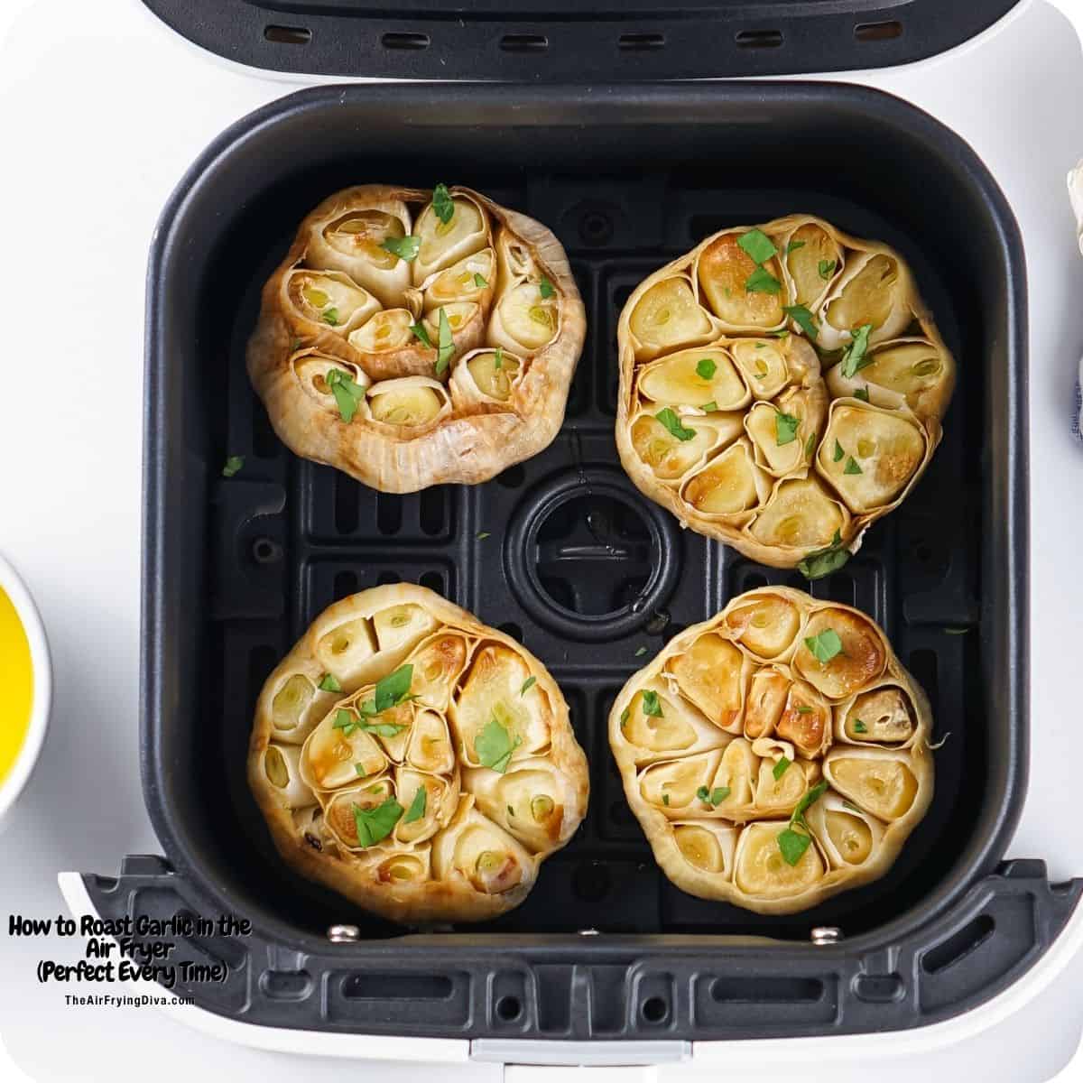 Learn how to make perfectly roasted garlic in the air fryer with just garlic bulbs and olive oil. Easy and perfect as a spread or for recipes How to Roast Garlic in the Air Fryer (Perfect Every Time)