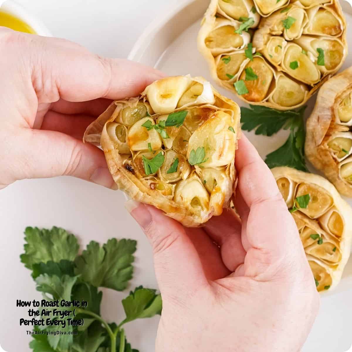 Learn how to make perfectly roasted garlic in the air fryer with just garlic bulbs and olive oil. Easy and perfect as a spread or for recipes Learn how to make perfectly roasted garlic in the air fryer with just garlic bulbs and olive oil. Easy and perfect as a spread or for recipes