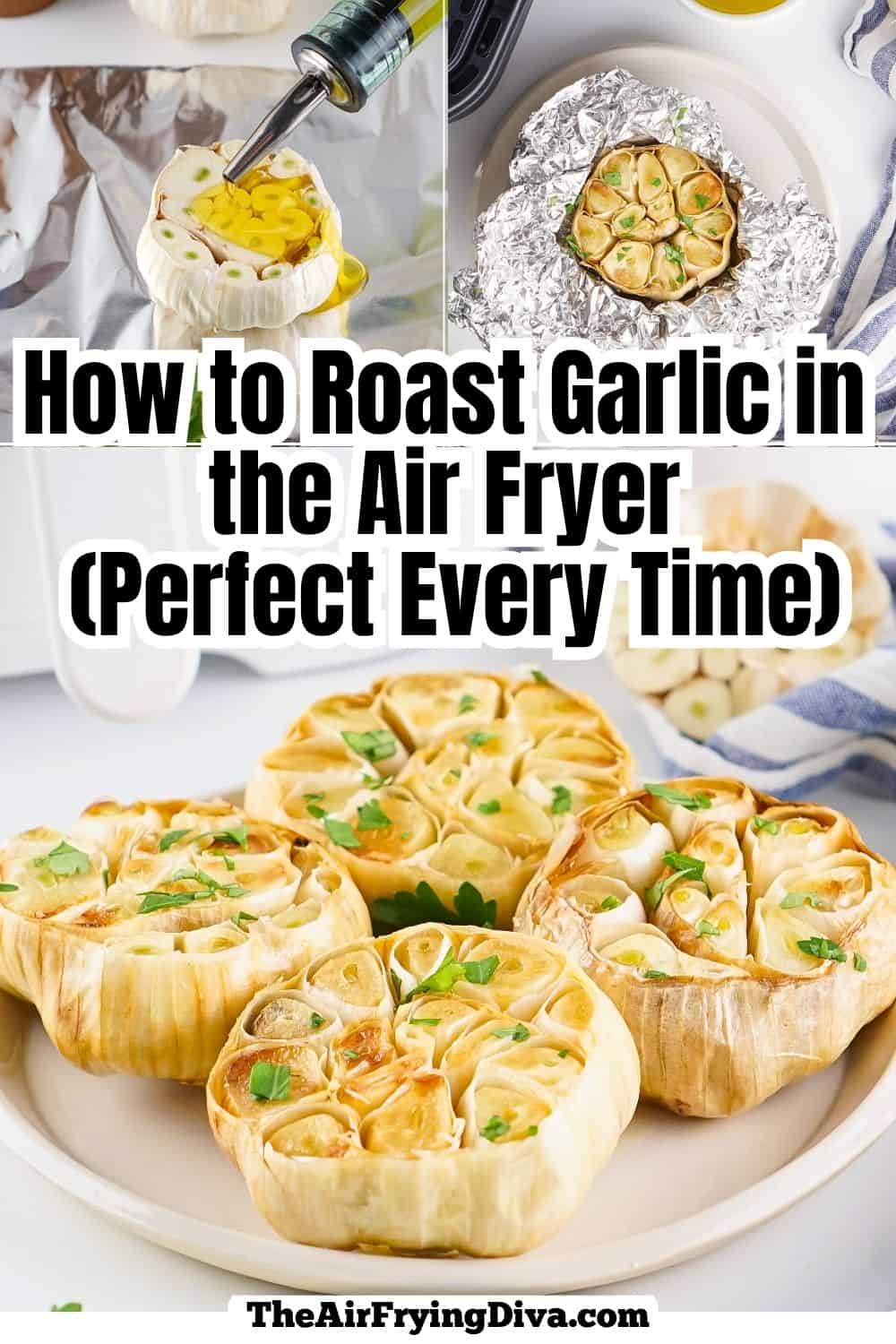 Learn how to make perfectly roasted garlic in the air fryer with just garlic bulbs and olive oil. Easy and perfect as a spread or for recipes Learn how to make perfectly roasted garlic in the air fryer with just garlic bulbs and olive oil. Easy and perfect as a spread or for recipes