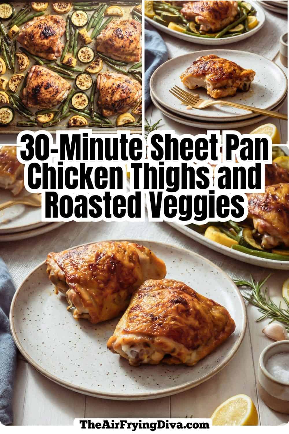 30-Minute Sheet Pan Chicken Thighs and Roasted Veggies, A simple one-pan dinner packed with flavor, crispy chicken, and tender veggies! 30-Minute Sheet Pan Chicken Thighs and Roasted Veggies, A simple one-pan dinner packed with flavor