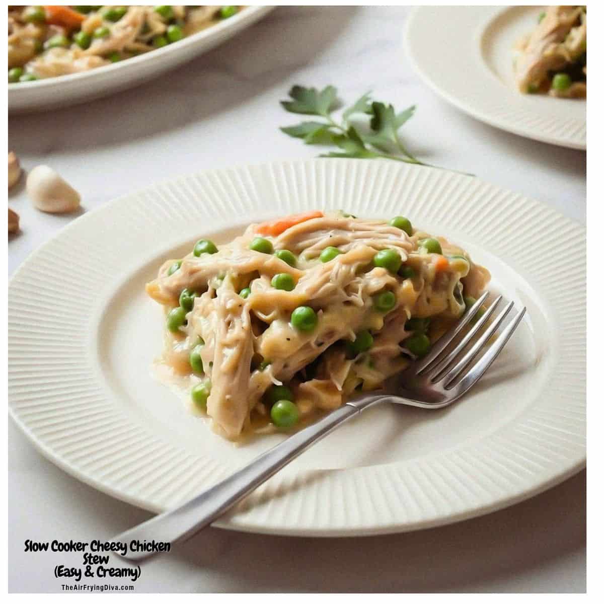 Easy Slow Cooker Cheesy Chicken Stew is a creamy, comforting meal made with tender chicken, vegetables, cheddar cheese, and a savory broth. Easy Slow Cooker Cheesy Chicken Stew is a creamy, comforting meal made with tender chicken, vegetables, cheddar cheese, and a savory broth.