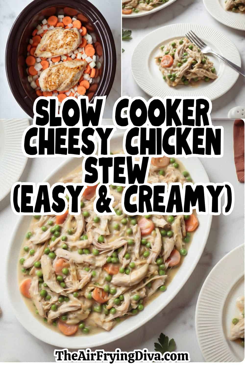 Easy Slow Cooker Cheesy Chicken Stew is a creamy, comforting meal made with tender chicken, vegetables, cheddar cheese, and a savory broth. Easy Slow Cooker Cheesy Chicken Stew is a creamy, comforting meal made with tender chicken, vegetables, cheddar cheese, and a savory broth.