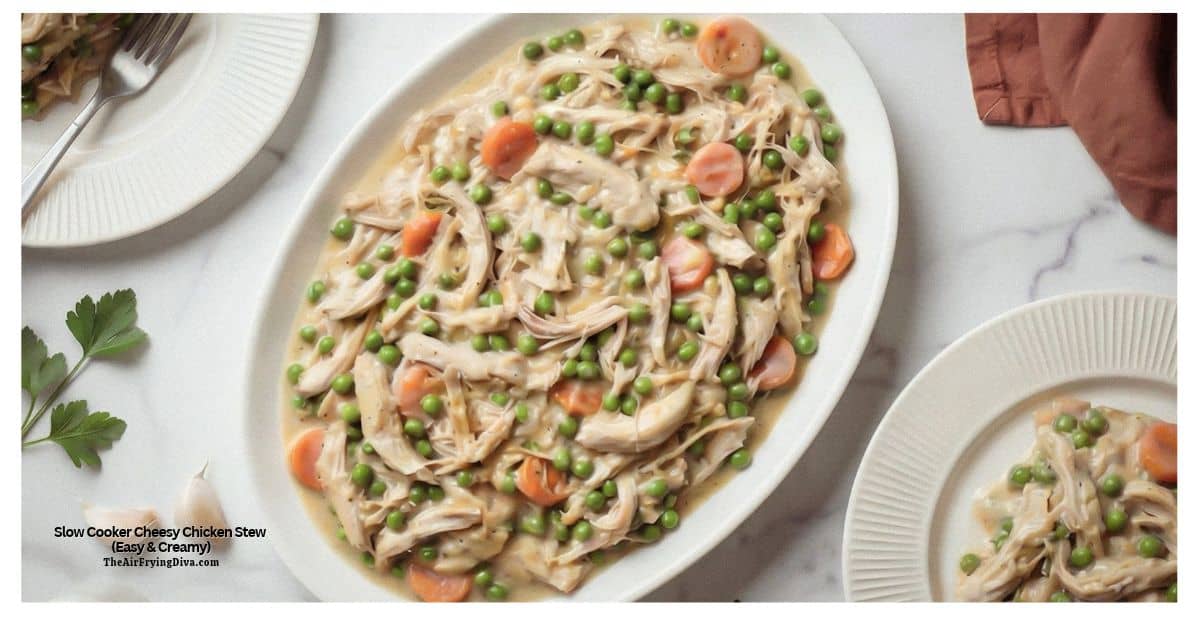 Easy Slow Cooker Cheesy Chicken Stew is a creamy, comforting meal made with tender chicken, vegetables, cheddar cheese, and a savory broth. Easy Slow Cooker Cheesy Chicken Stew is a creamy, comforting meal made with tender chicken, vegetables, cheddar cheese, and a savory broth.