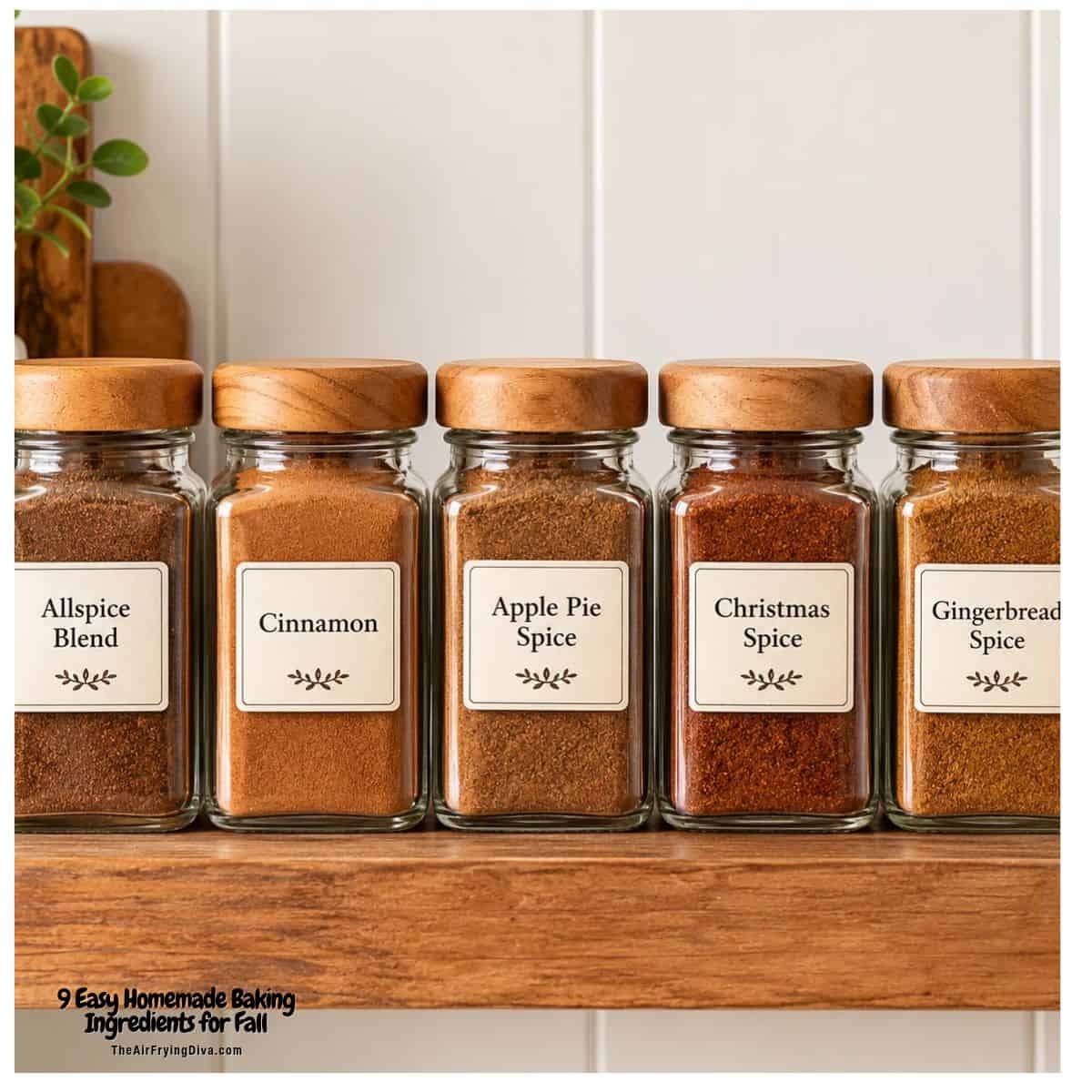 Easy DIY homemade baking ingredients for fall, including DIY spice blends, brown sugar, apple pie filling, and other pantry staples for autumn baking. These 9 Easy Homemade Baking Ingredients for Fall are perfect for stocking your pantry with simple DIY baking staples and flavorful homemade spice blends.